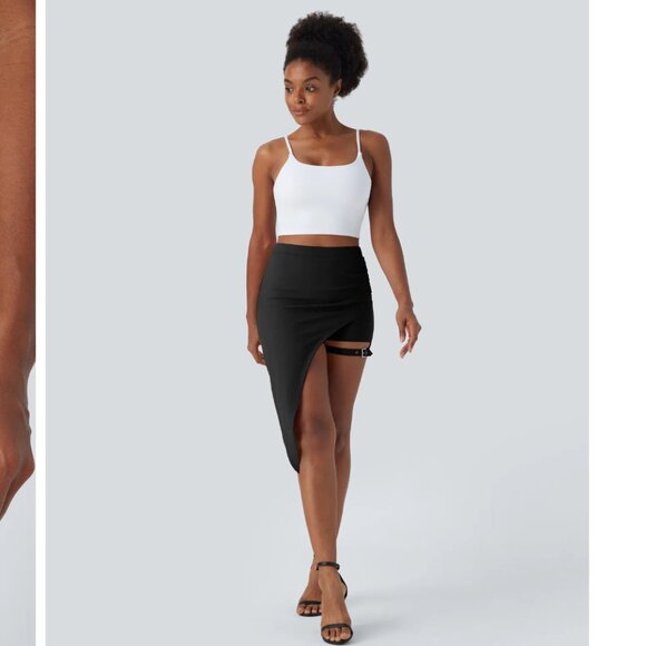 HALARA Dresses & Skirts - High Waisted Ruched Adjustable Buckle 2-in-1 Pocket High Low Dance Skirt